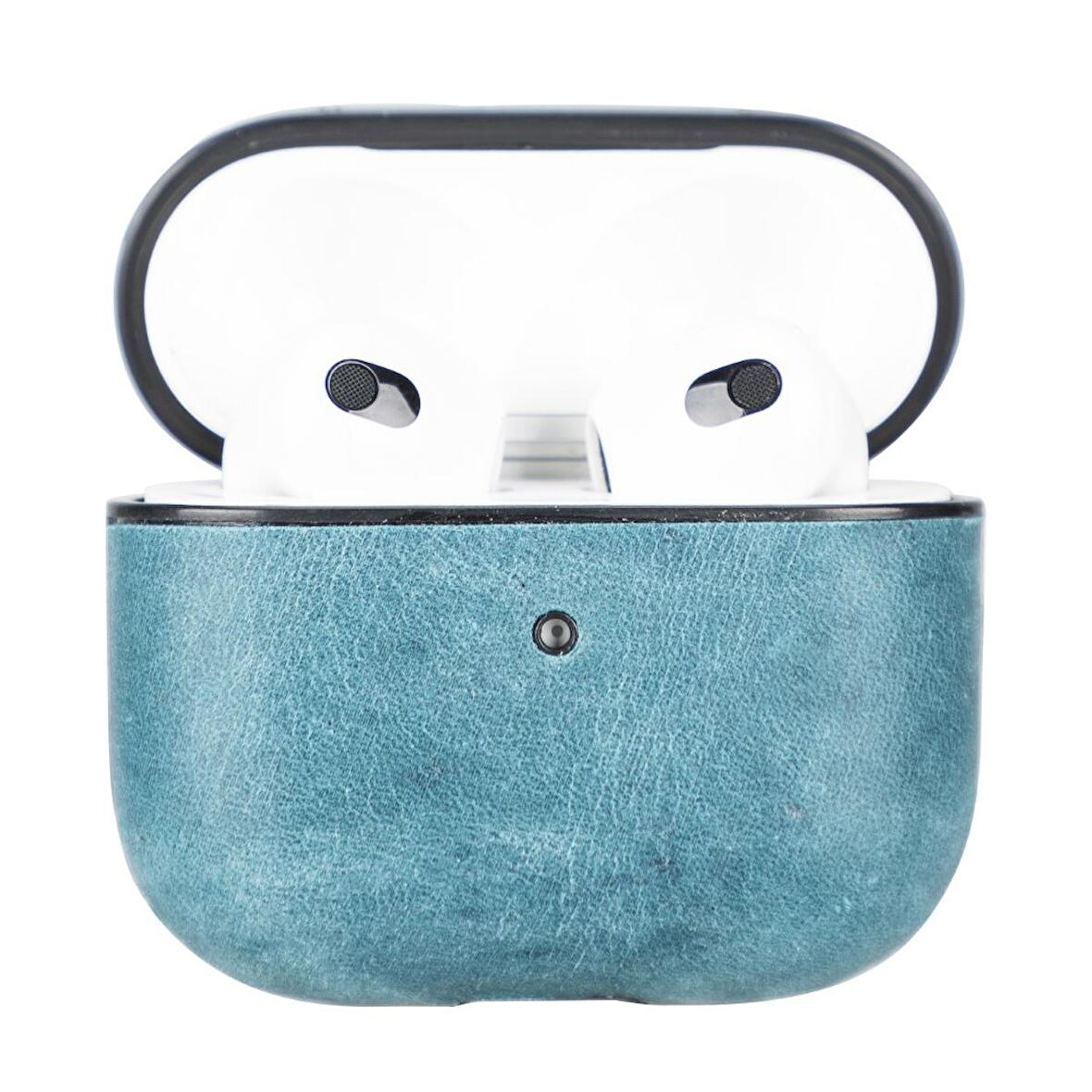 Apple AirPods 3.nesil Uyumlu Deri Kılıf Juni AA32 Mavi