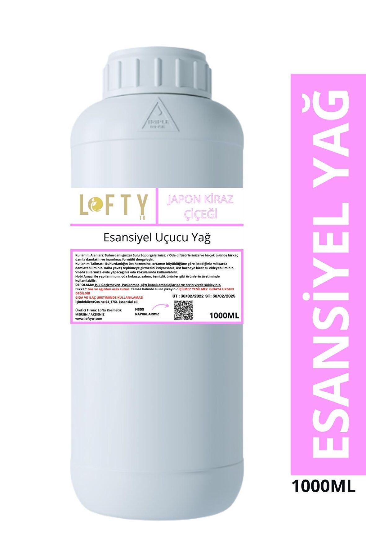 Japon Kiraz Çiçeği Esansiyel Uçucu Yağ, Konsantre Esans, Hobi Esansı, Mum, Sabun, Oda Kokusu 1000 ML