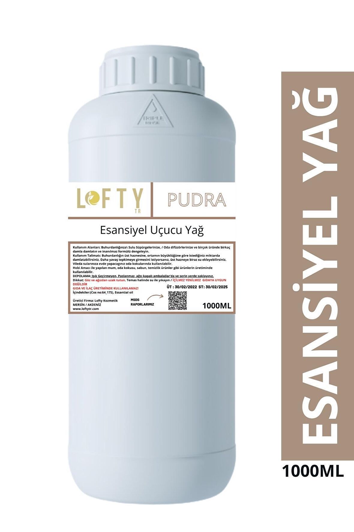 Pudra Esansiyel Uçucu Yağ, Konsantre Esans, Saf Hobi Esansı, Mum, Sabun, Oda Kokusu 1000 ML