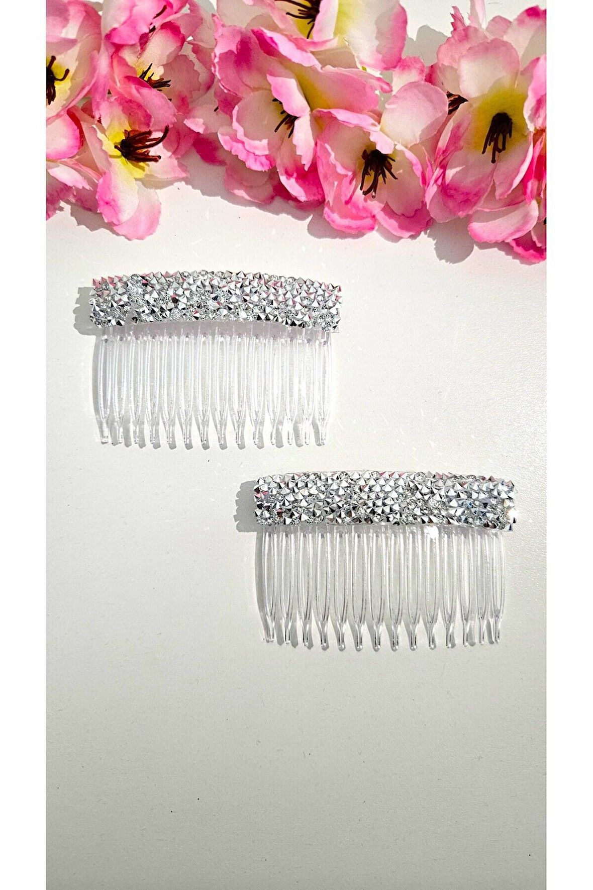 Taşlı Yan Tarak Toka 2 Adet 7 Cm