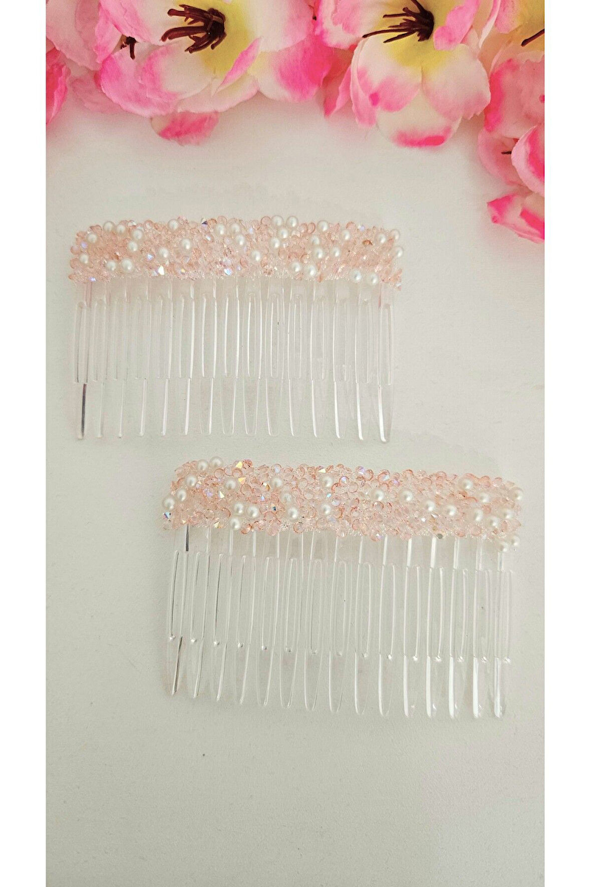 Taşlı Yan Tarak Toka 2 Adet 7 Cm