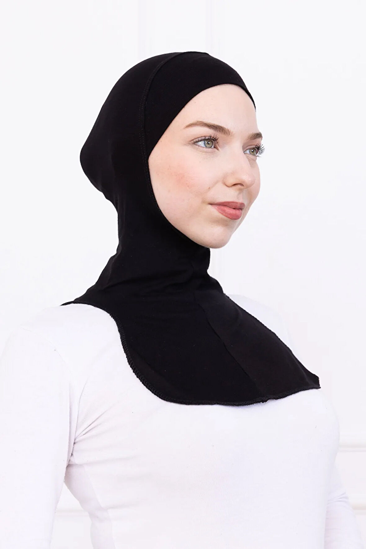 Siyah Ninja Bone Boyunluklu Likralı Sporcu Bonesi Kadın Pratik Tesettür Hijab Başörtü