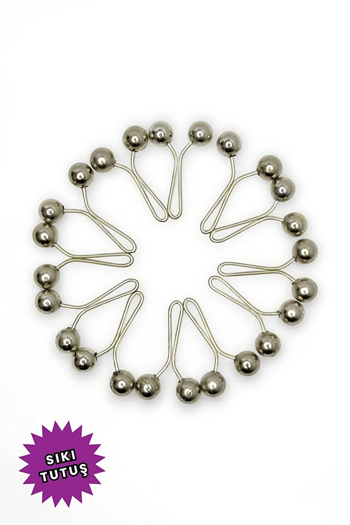 Eşarp Şal Klipsi Gümüş 12 Adet İnci Model - Klips Kadın Tesettür Aksesuar İğne