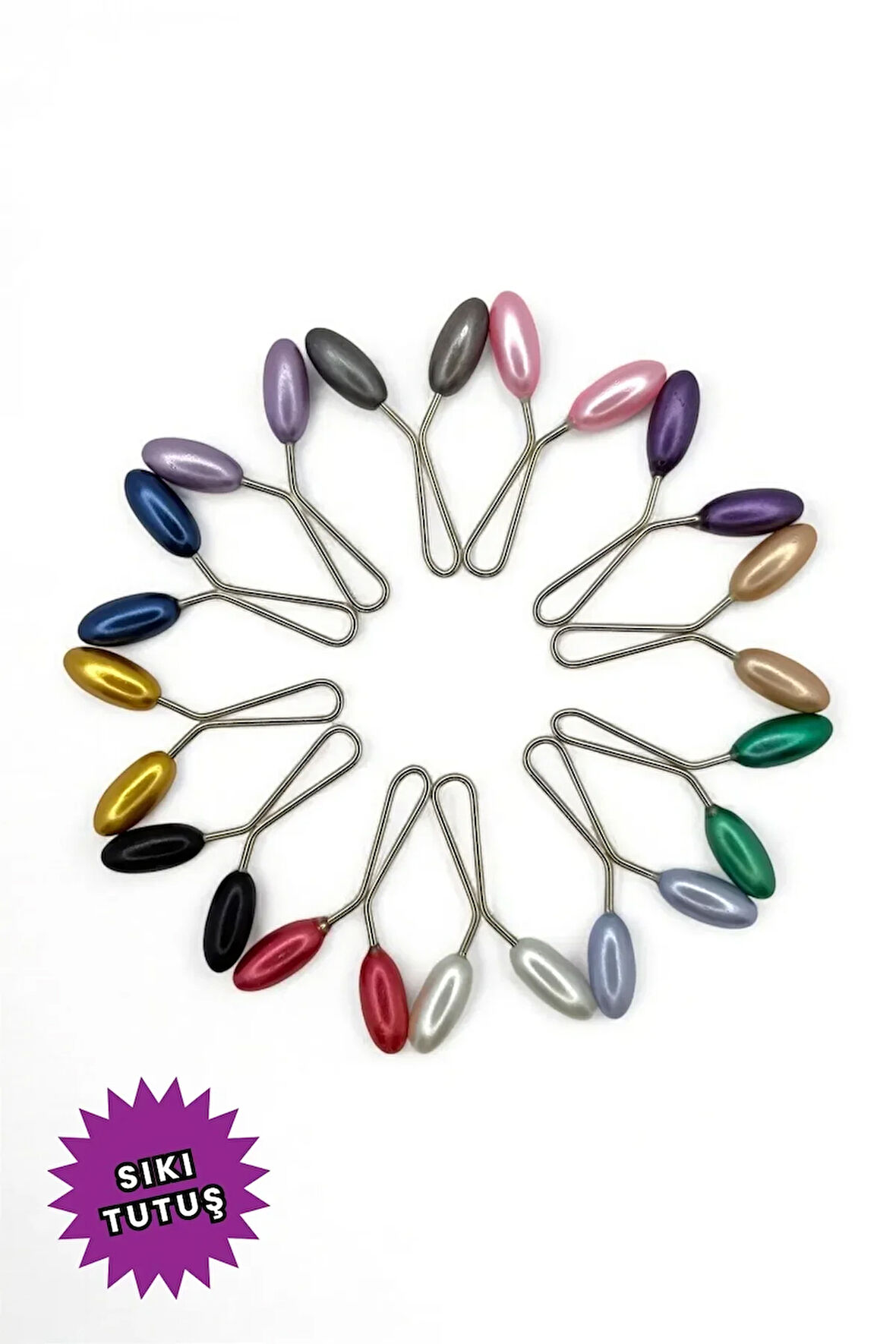 Eşarp Şal Klipsi 12 Adet Arpa Model Karışık Renk Klips - Kadın Tesettür Aksesuar İğne