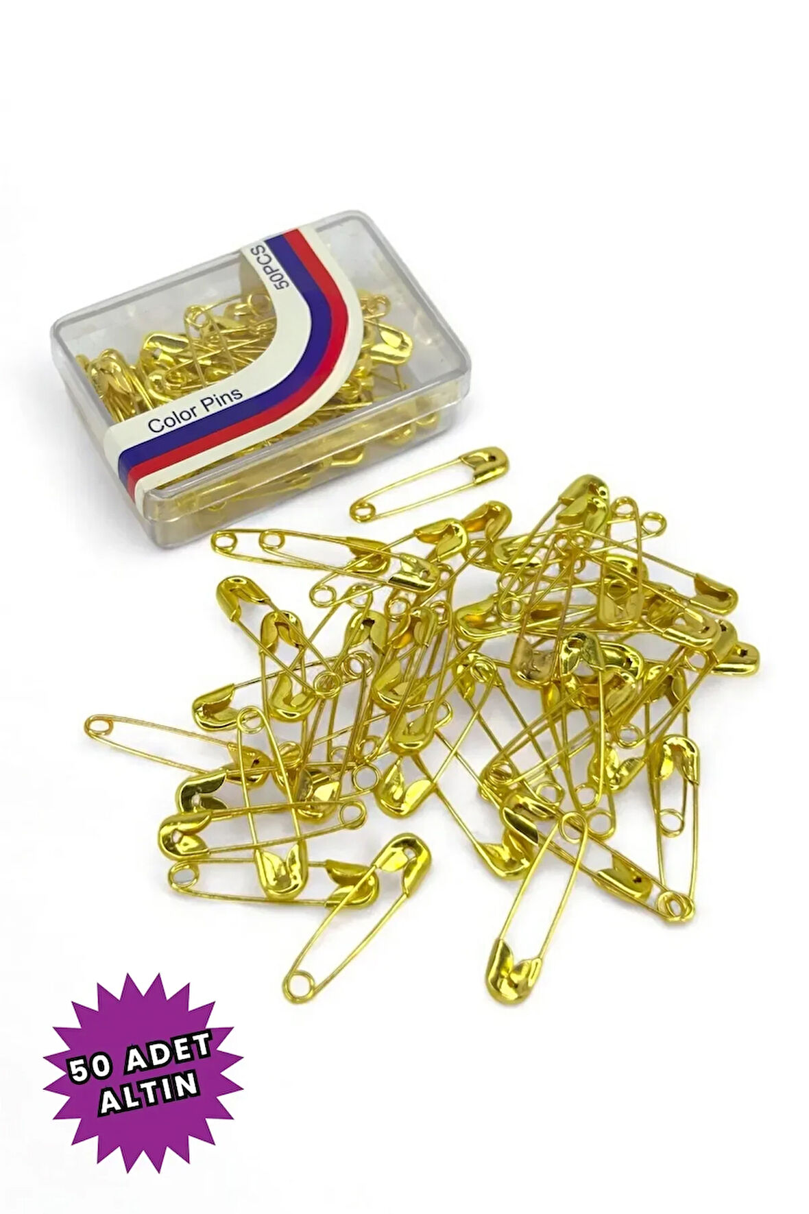 Çengelli İğne Altın Gold Renk 50 Adet 2cm - Eşarp Ve Şal İğnesi - Kadın Tesettür Aksesuar Çok Amaçlı