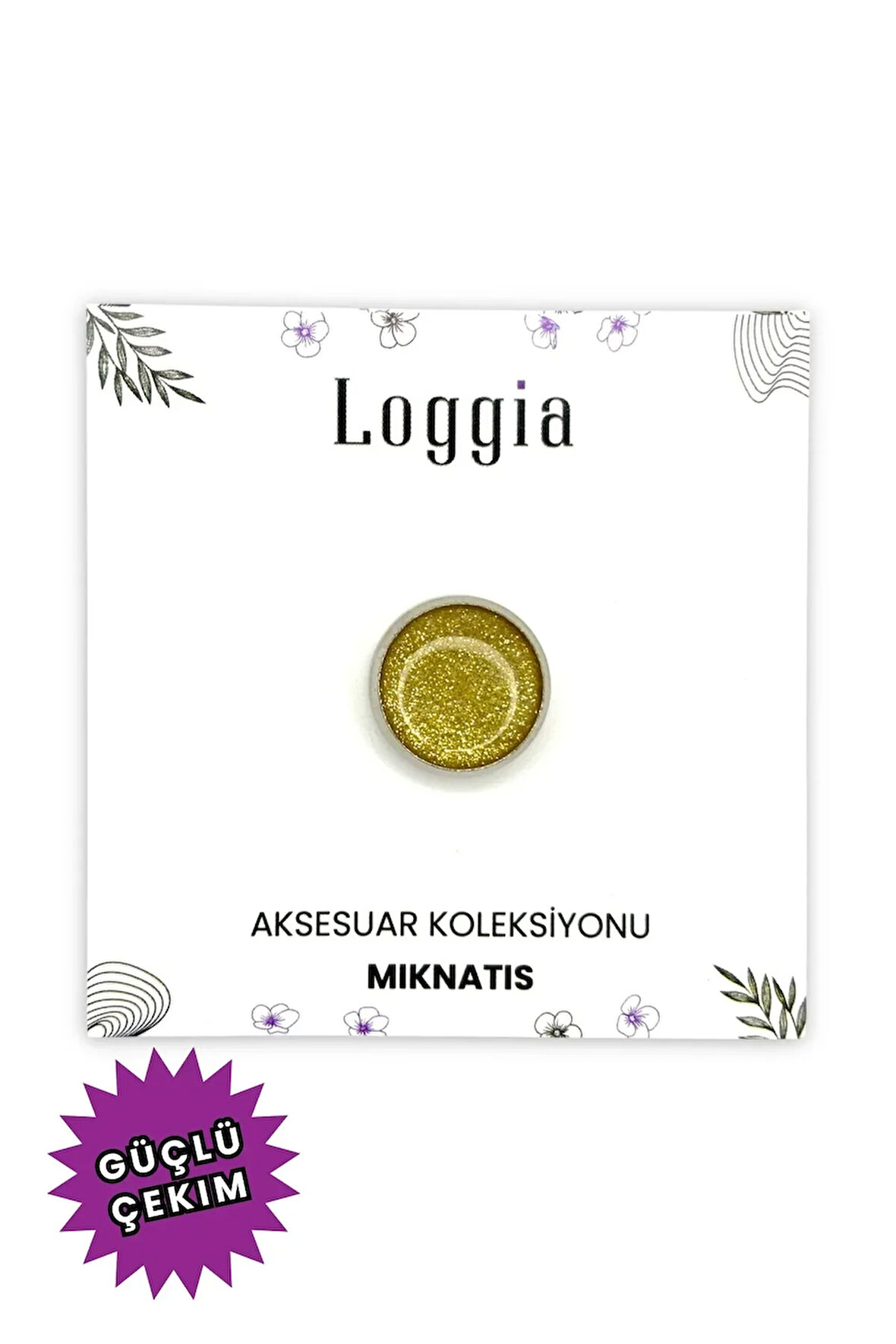 Eşarp Ve Şal Mıknatısı Simli Sarı - Başörtü Tutucu Kadın Tesettür Aksesuar Mıknatıs