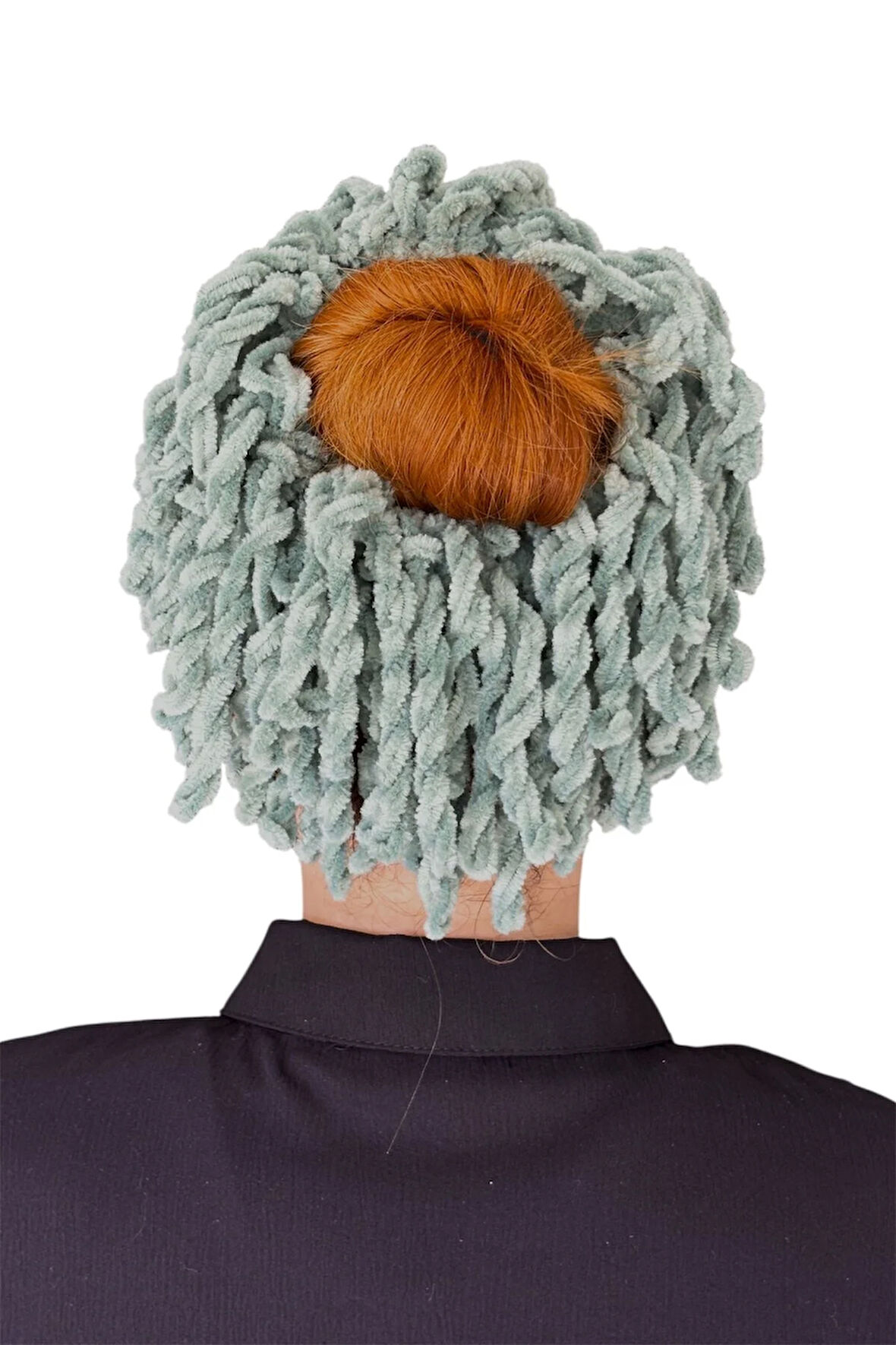 Su Yeşili Kadife Topuz Tokası Dolgun Lastikli Tesettür Kadın Aksesuar Toka