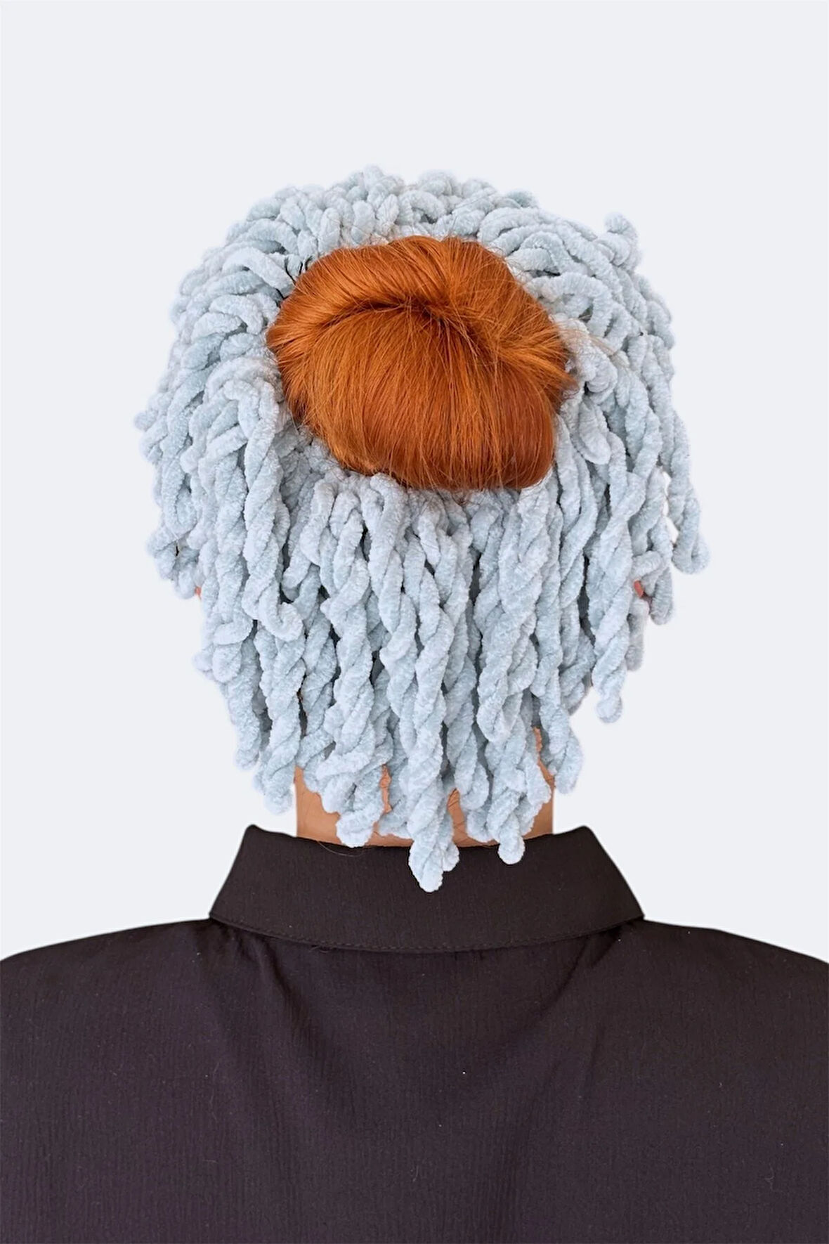 Bebe Mavisi Kadife Topuz Tokası Dolgun Lastikli Tesettür Kadın Aksesuar Toka