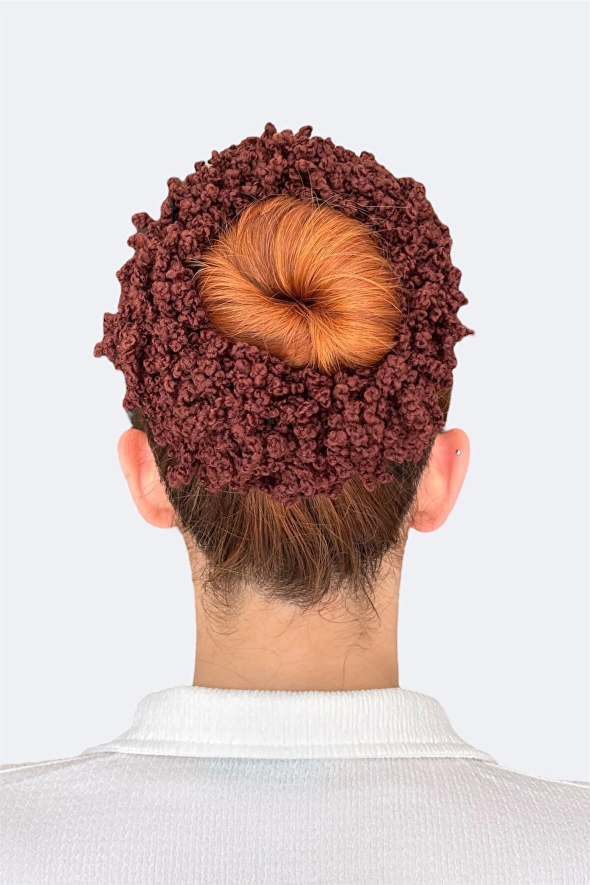 Kahverengi Arap Saçı Topuz Tokası İpli Dolgun Lastikli Tesettür Kadın Aksesuar Toka