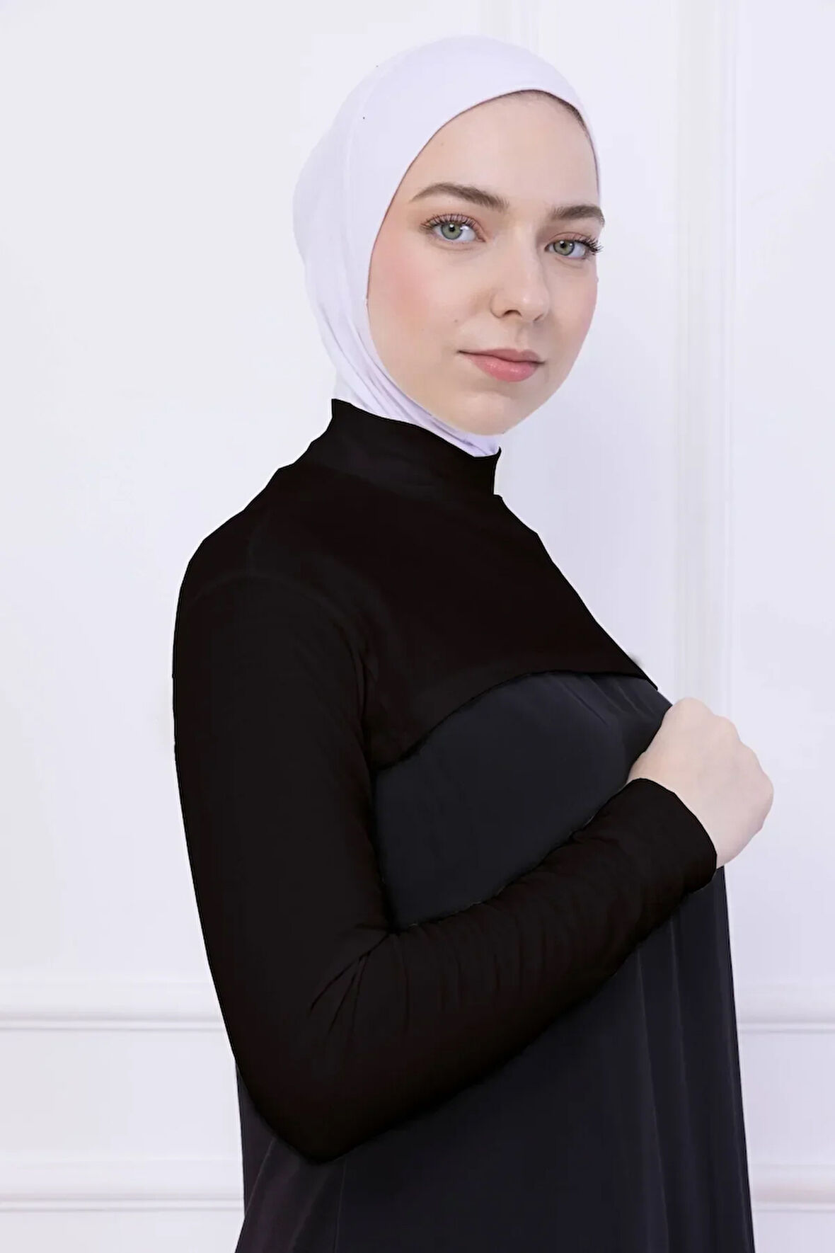 Balıkçı Yaka Boyunluklu Kolluk Acı Kahve - Likralı Dik Yakalı Kadın Body Tesettür Crop Bolero