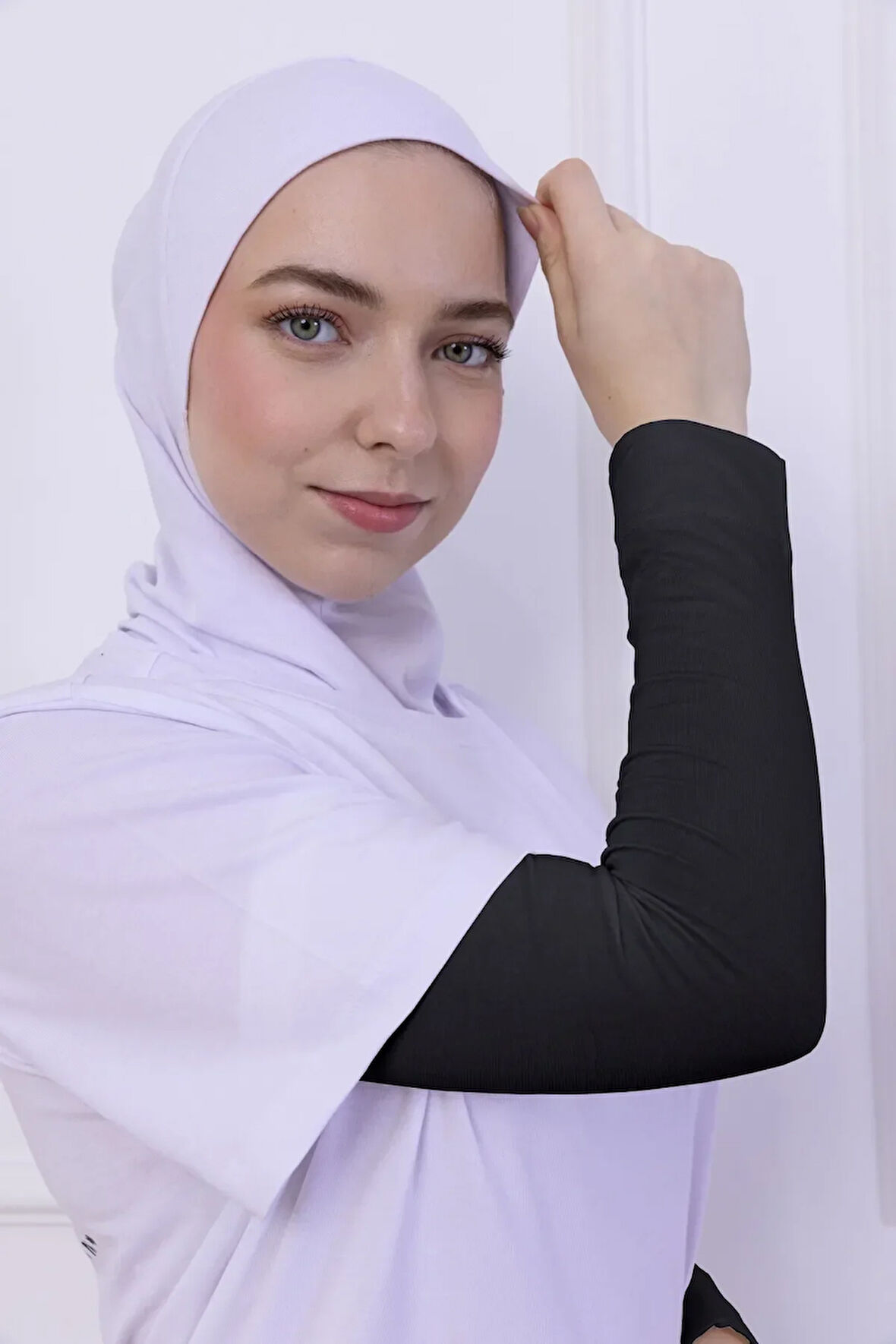 Likralı Penye Kolluk Antrasit - Pratik Kadın Tesettür Düz Namaz Kolluğu 1 Çift 40cm Viskon Hijab