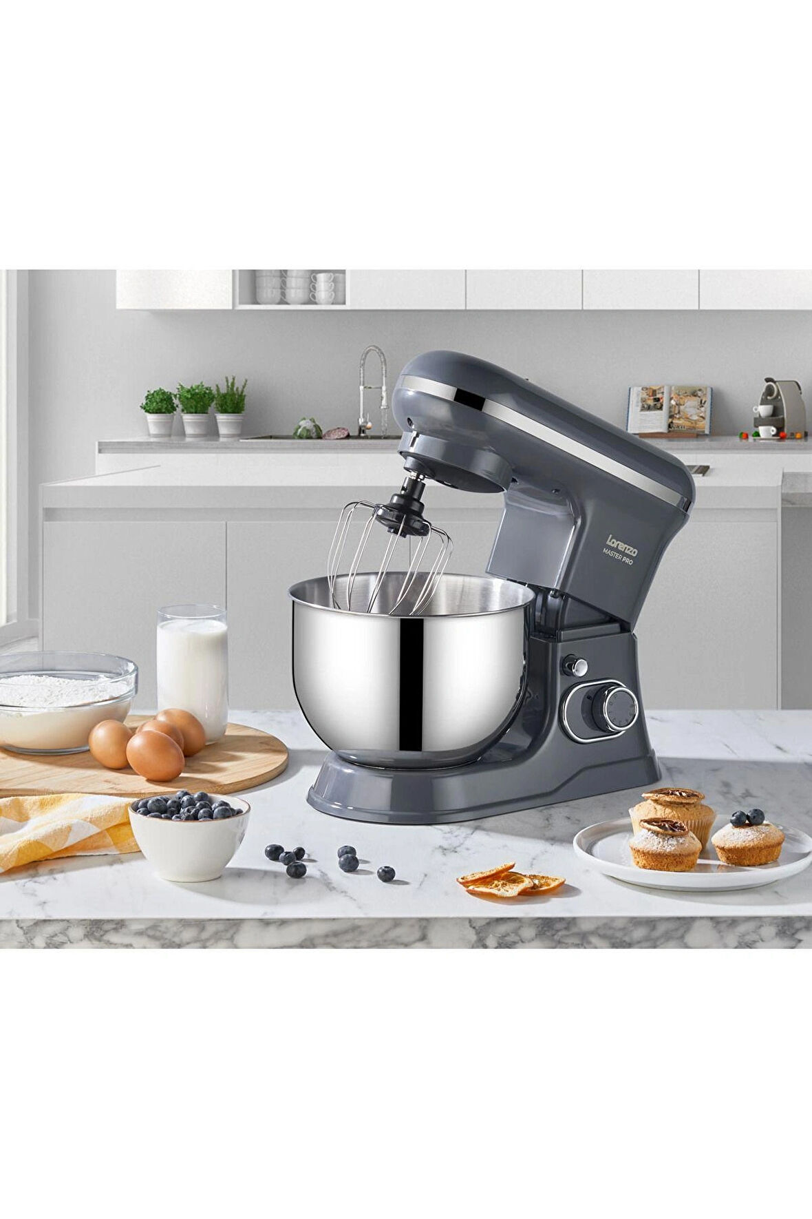 Lorenzo Master Pro Stand Mixer Hamur Yoğurma Makinesi 1500 W Gri