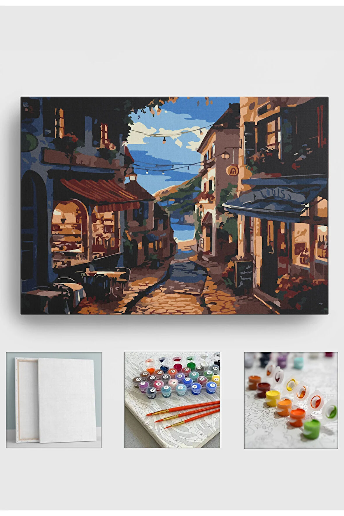 Sayılarla Boyama Seti Numaralı Tuval Fırça Boya 40x50 Cm Lotus Sokak