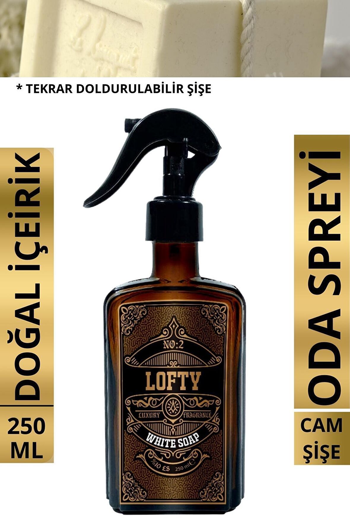 Beyaz Sabun Cam Şişe Oda Ve Çamaşır Spreyi Vegan Içerik / Oda Parfümü / Oda Kokusu Lüx / White Soap
