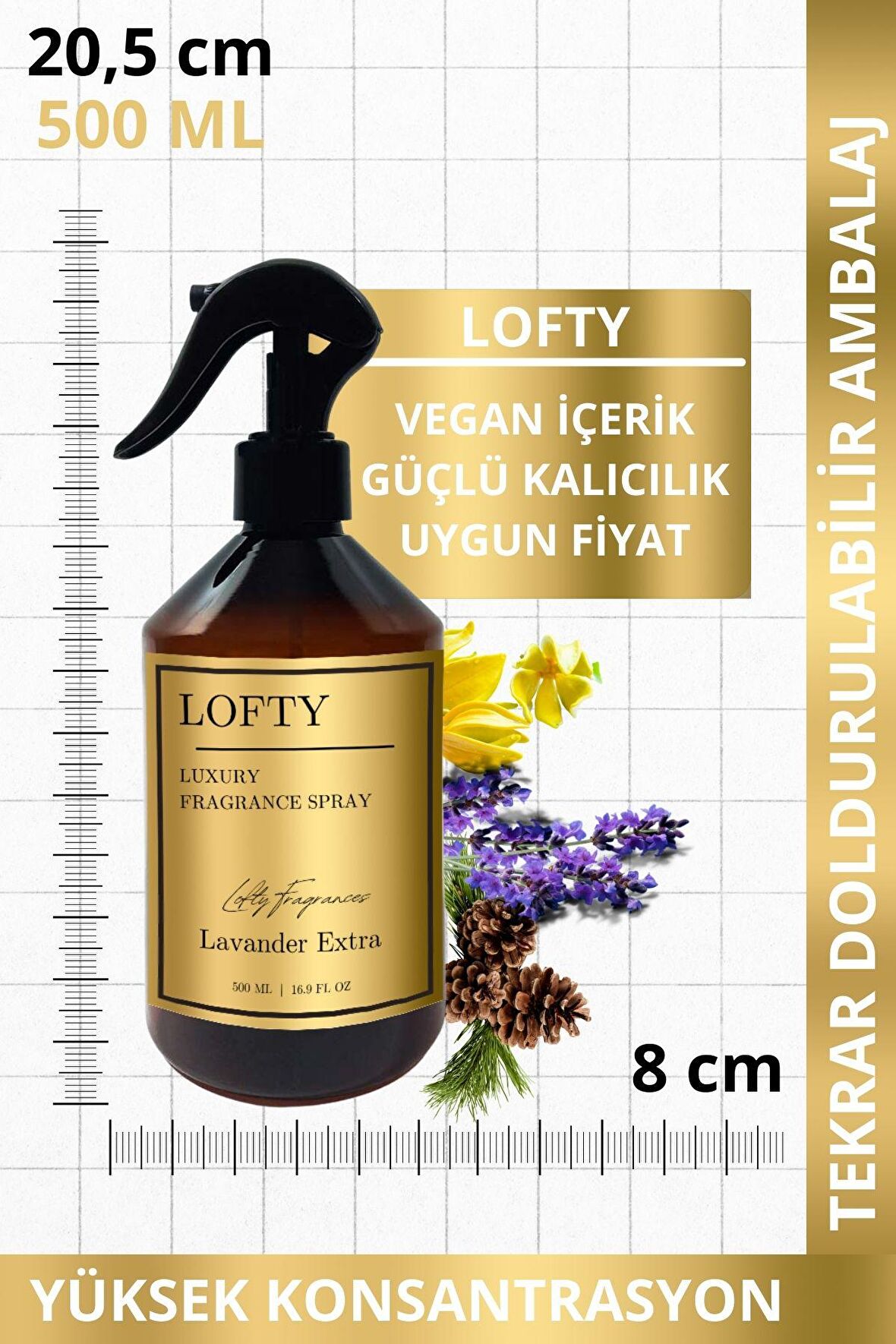 Lavanta Extra Oda ve Çamaşır Spreyi Oda Parfümü, Oda Kokusu, Koku Giderici Lavander Extra 500ML