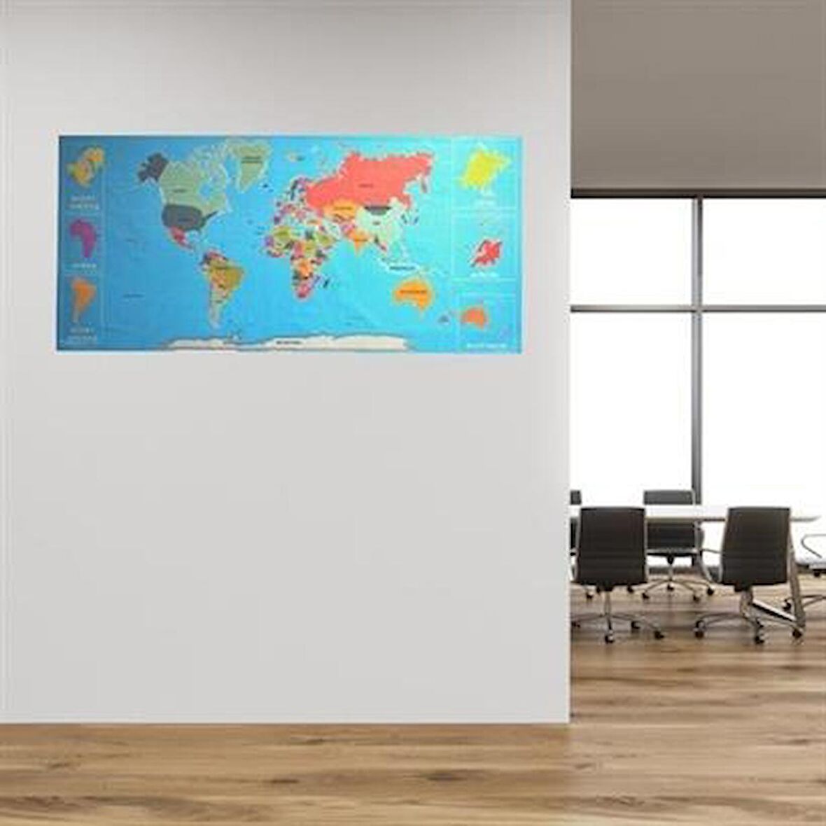 Lovesome Renkli Atlas Dünya Haritası Manyetik Yapıştırıcı Gerektirmeyen Duvar Stickerı 118 CM * 56 CM