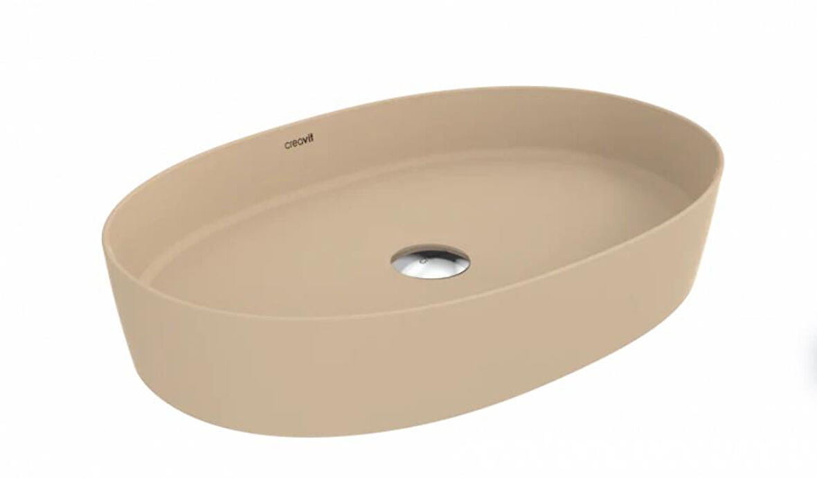 Creavit Loop Oval İnce Masaüstü Setüstü Çanak Lavabo Mat Cappuccino LP160