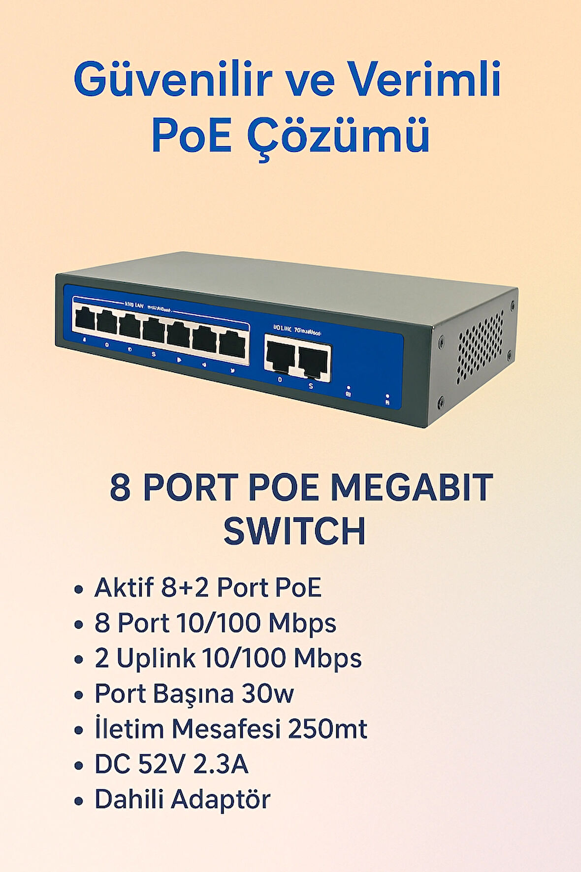 8 Port 10/100MBPS 8+2 Megabit Poe Switch