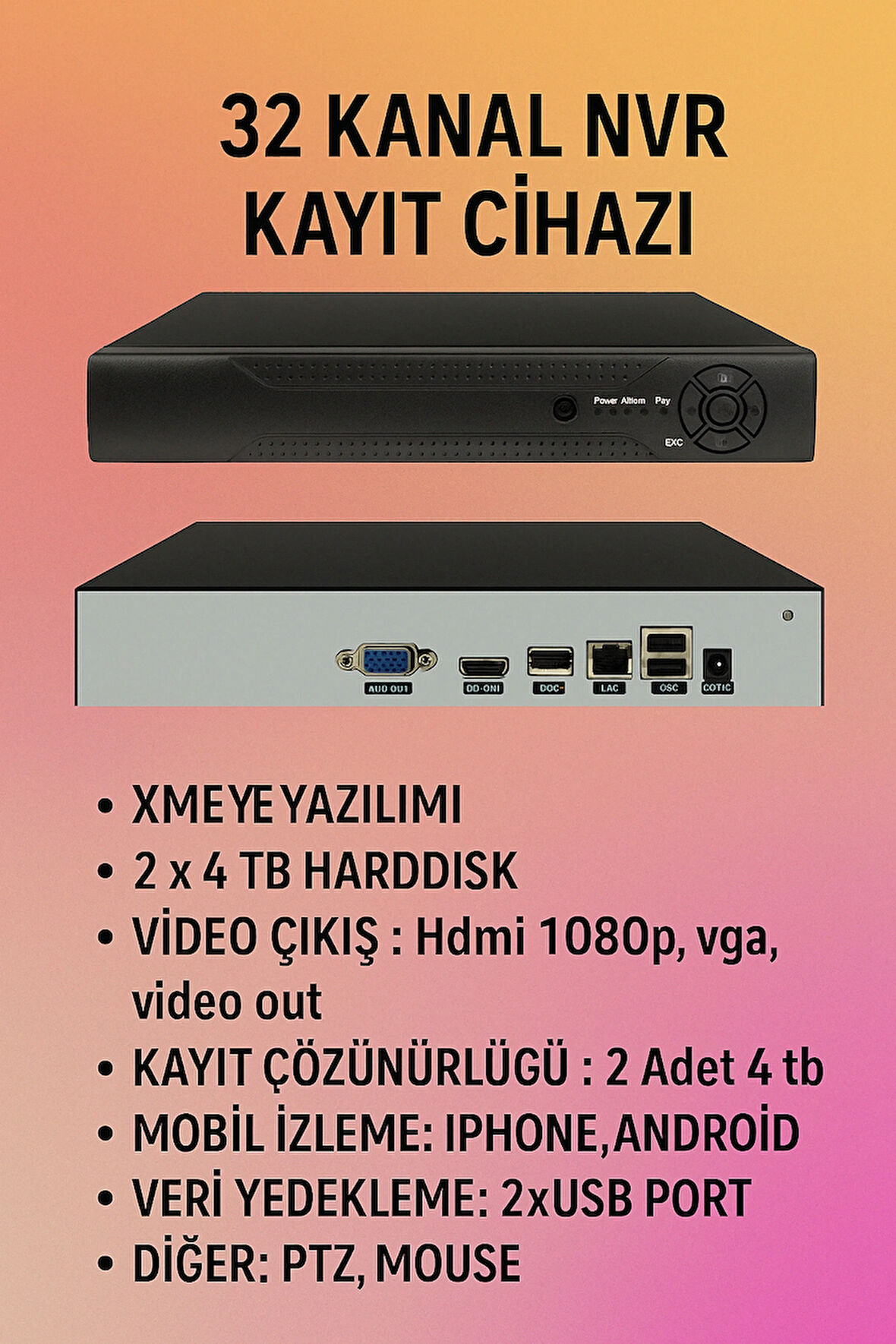 32 Kanal Nvr Xmeye ip Kayıt Cihazı