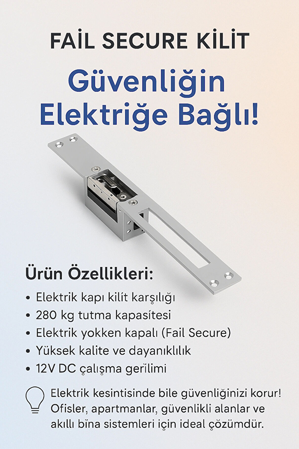 Tırnaklı Elektronik Kapı Kilit Karşılığı(Enerji Yokken Kilitli)