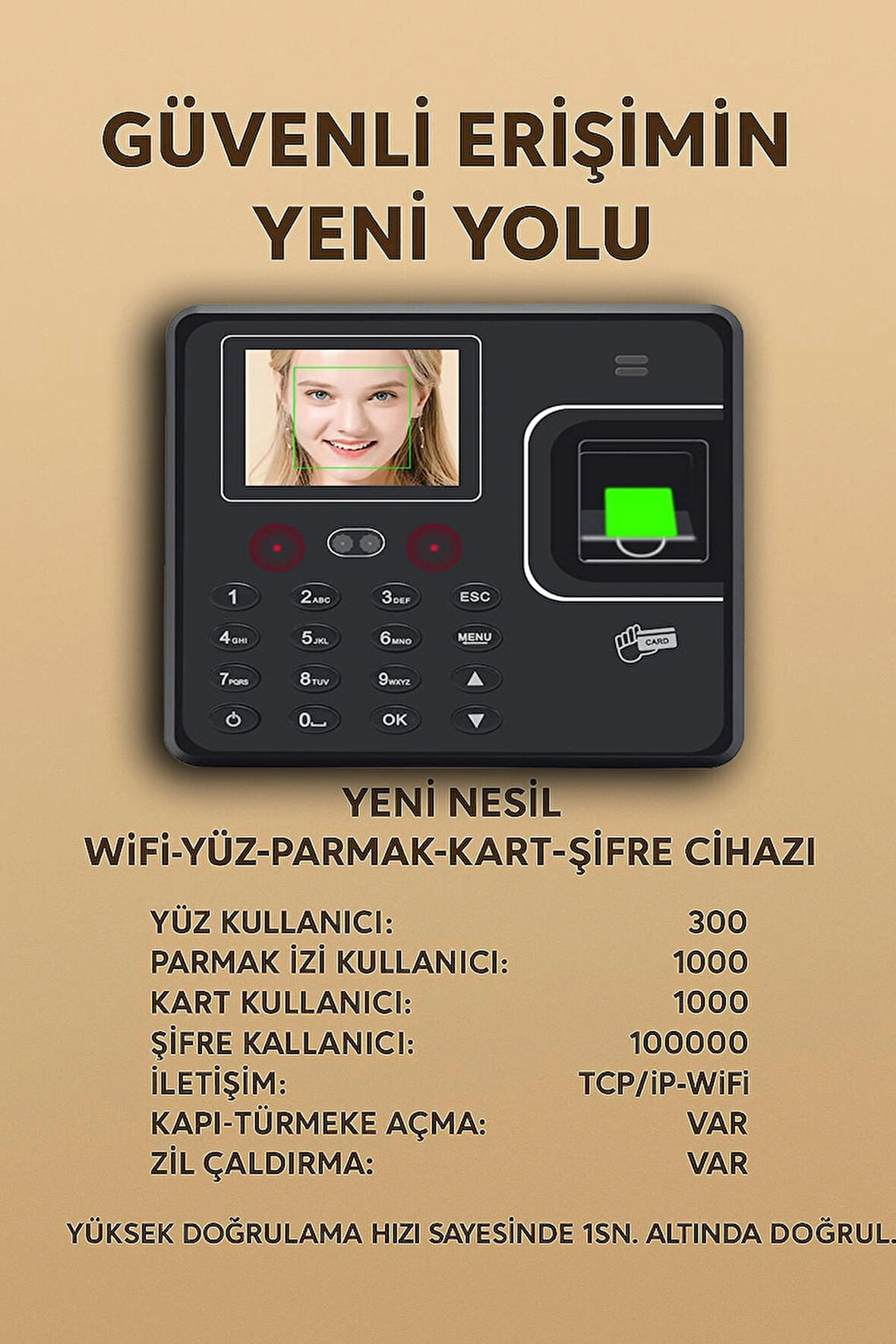 Kablosuz-Wifi Yüz Okuma Personel Takip-Web Giriş-Çıkış Yazılımı -(10 KART HEDİYELİ)