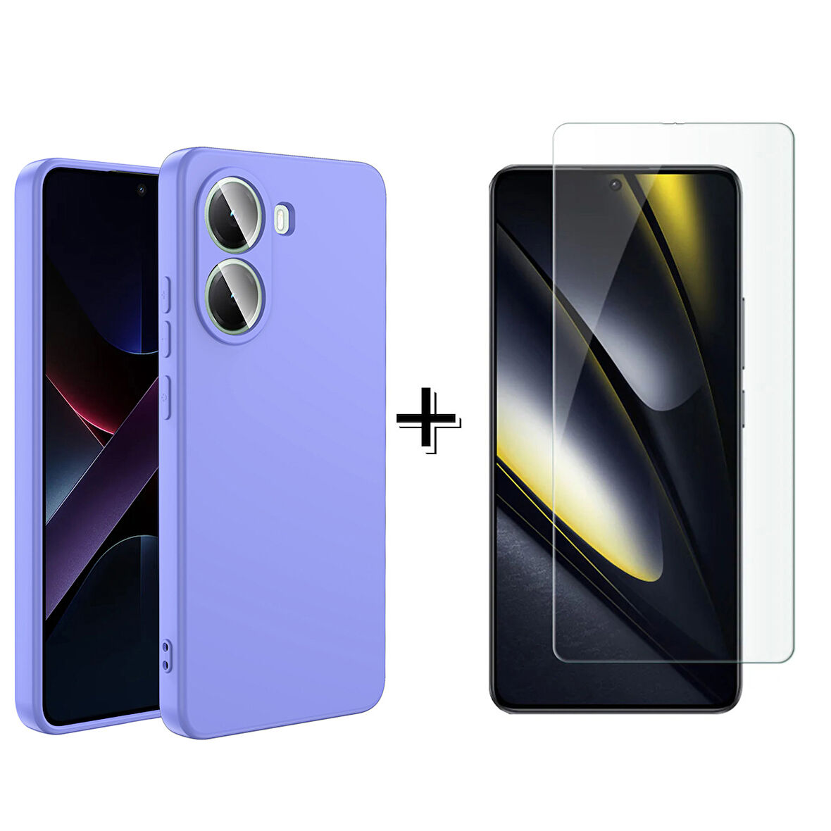 Forzacase Xiaomi Poco X7 Pro Liquid İçi Kadife Lansman Silikon Kılıf + Temperli Cam Ekran Koruyucu
