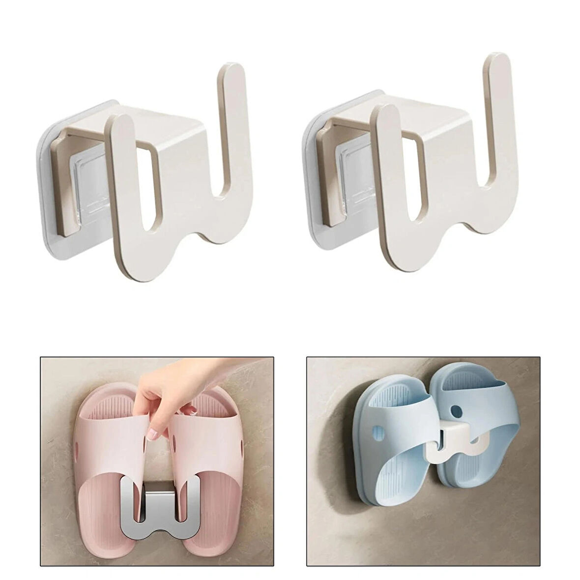 Microcase Duvara Monte Yapışkanlı Metal Terlik Askılığı Çok Fonksiyonlu Portatif Askılık - BEYAZ AL4933 2 Adet