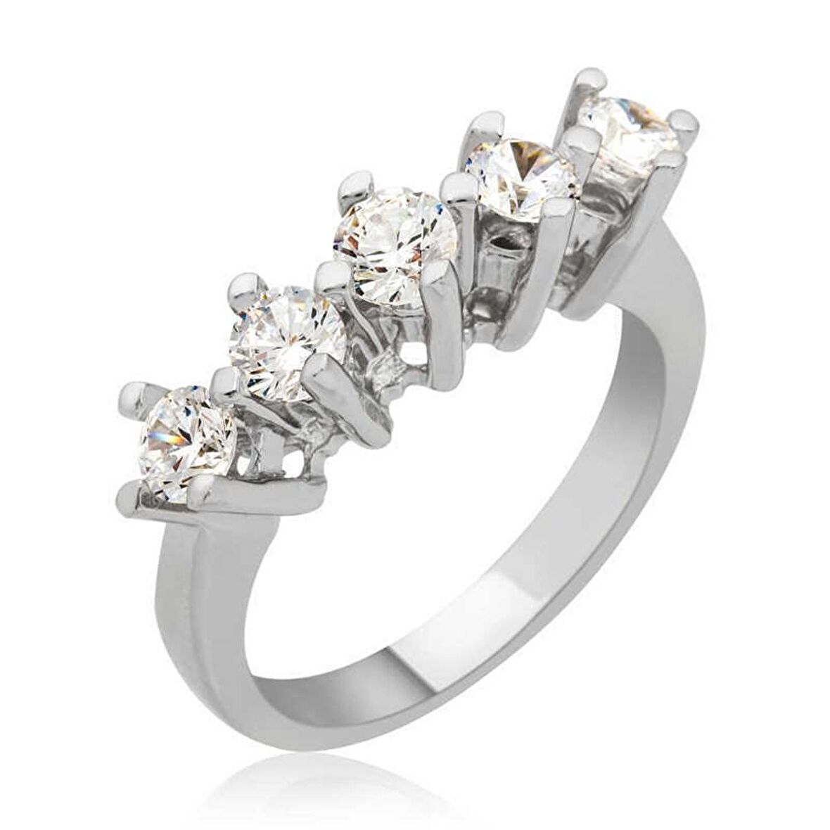 Gümüş Uzun Tırnaklı 5 Taş Kadın Yüzük