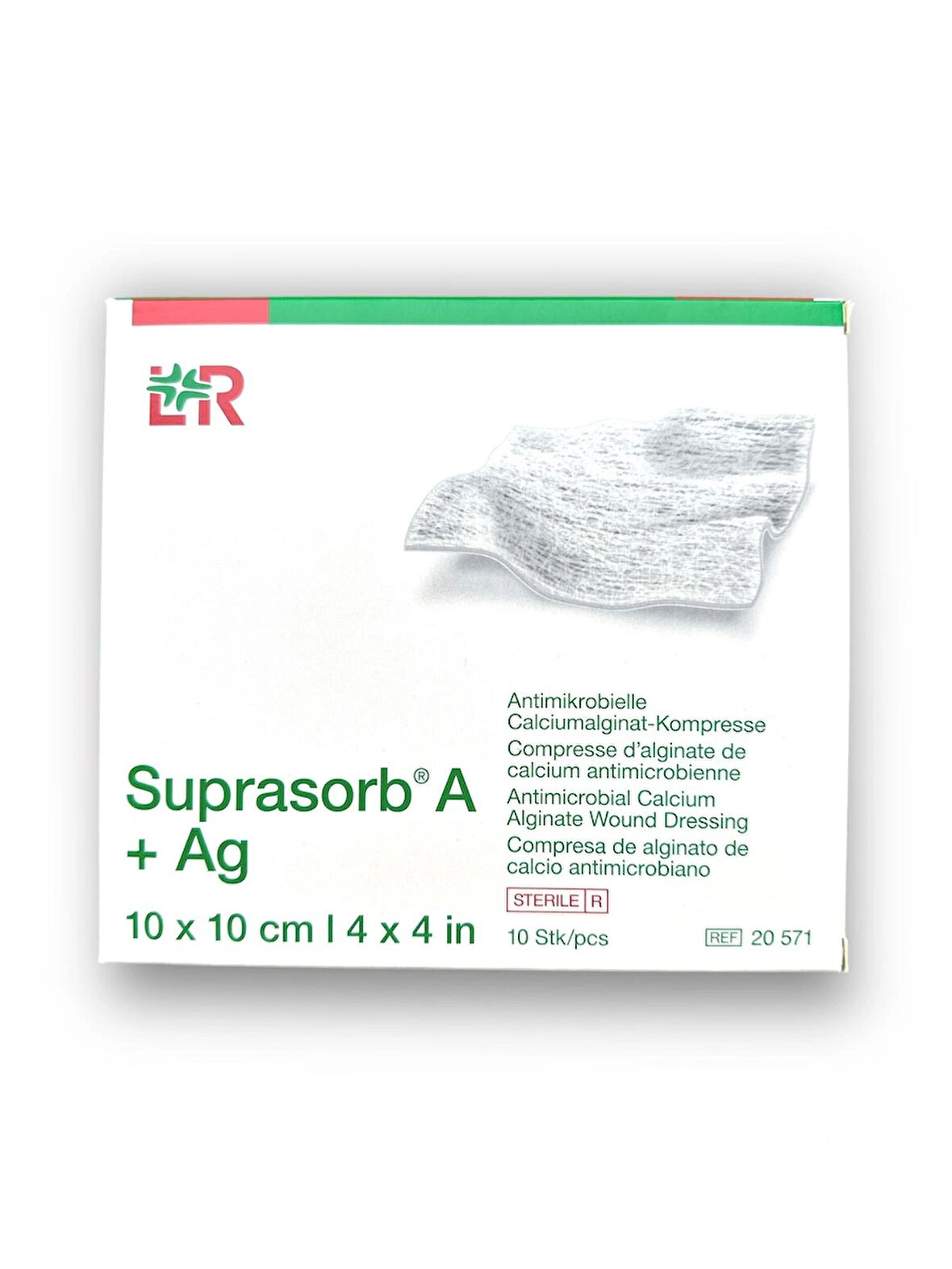 Suprasorb A + Ag Kalsiyum Aljinatlı ve Gümüşlü Yara Örtüsü 10 x 10 cm – Ref 20571 – 10 Adet (1 KUTU)