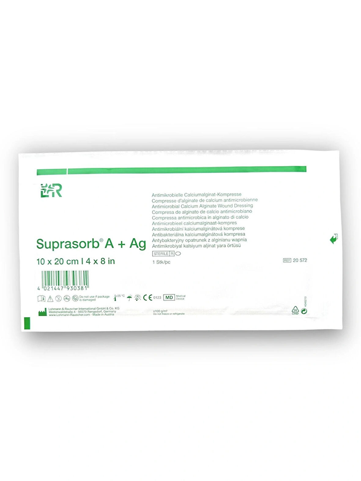Suprasorb A + Ag Kalsiyum Aljinatlı ve Gümüşlü Yara Örtüsü 10 x 20 cm – Ref 20572 – 1 Adet