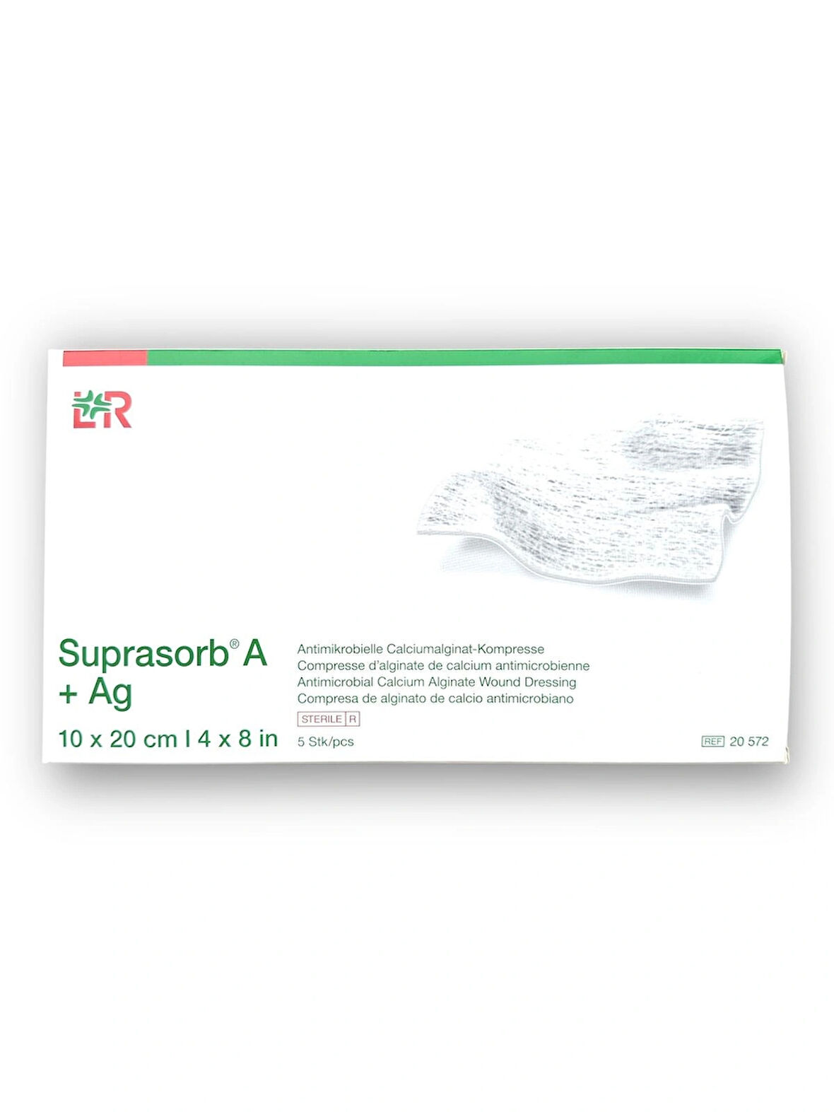 Suprasorb A + Ag Kalsiyum Aljinatlı ve Gümüşlü Yara Örtüsü 10 x 20 cm – Ref 20572 – 5 Adet (1 KUTU)