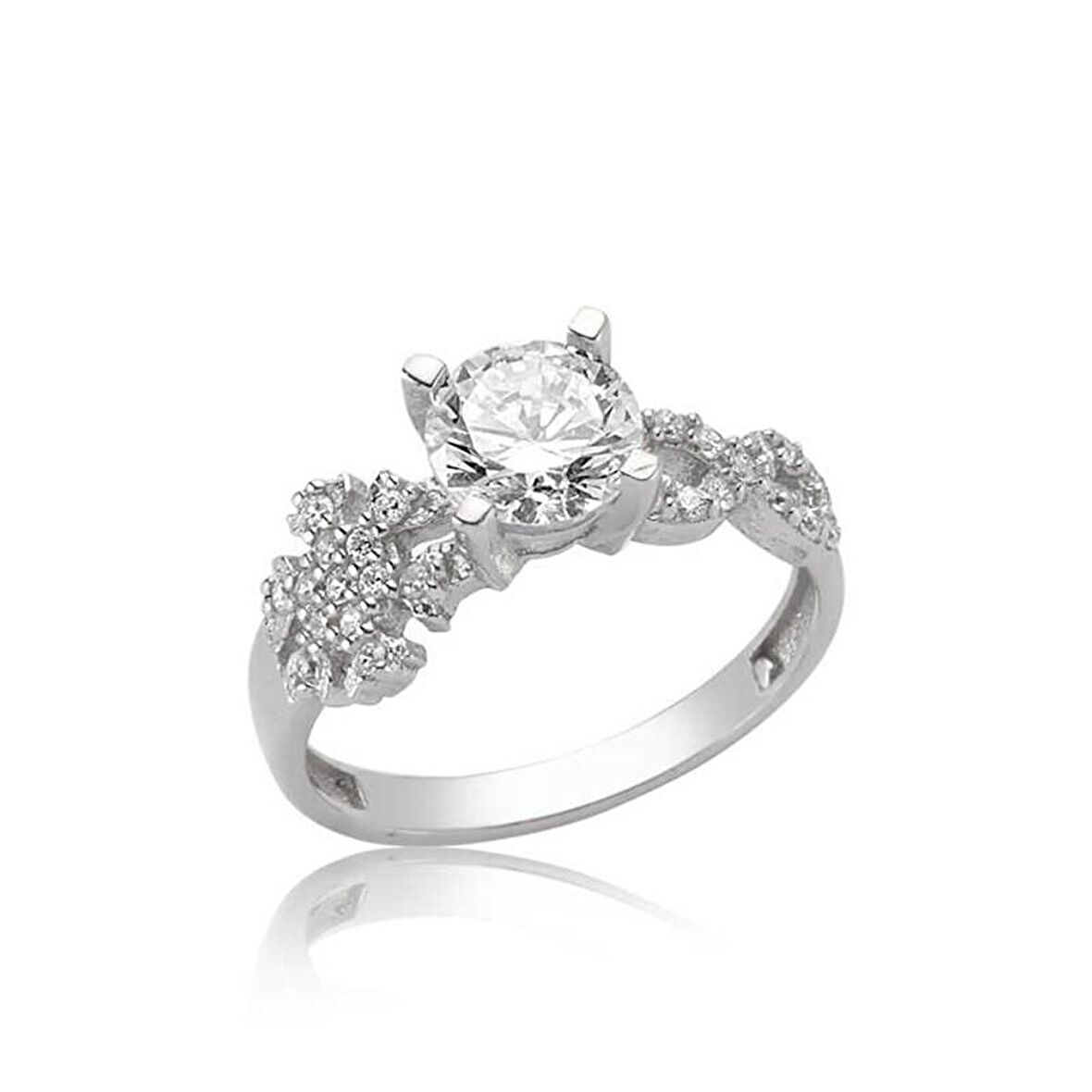 Gümüş Kar Tanesi Sonsuzluk Tek Taş Kadın Yüzük