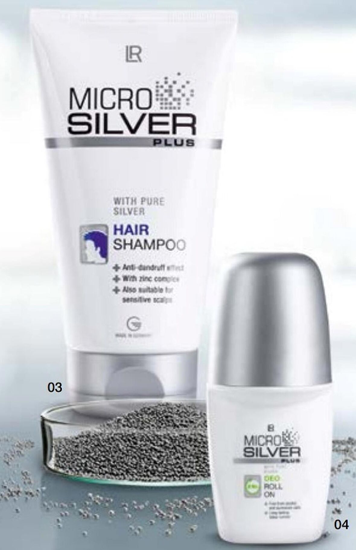 LR MICROSILVER PLUS kepek önleyici  şampuan + LR MICROSILVER PLUS Deo Roll-on 2 li SET