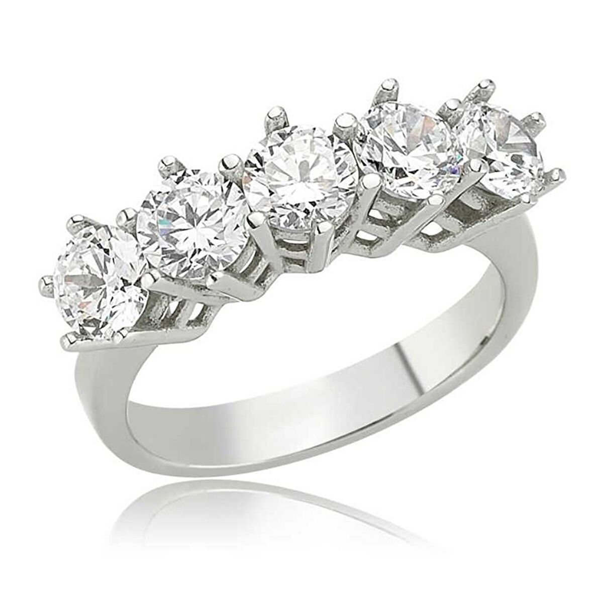 Gümüş 5 Taş Kadın Yüzük