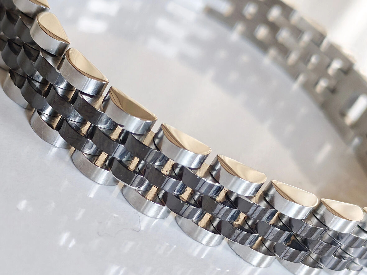 Çelik Roleks Kordon Siyah Erkek Bileklik