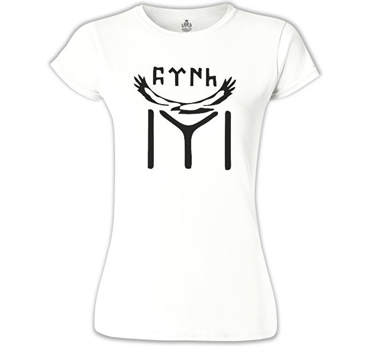 Türk Kayı Boyu Bayrak - Logo Beyaz Bayan Tshirt