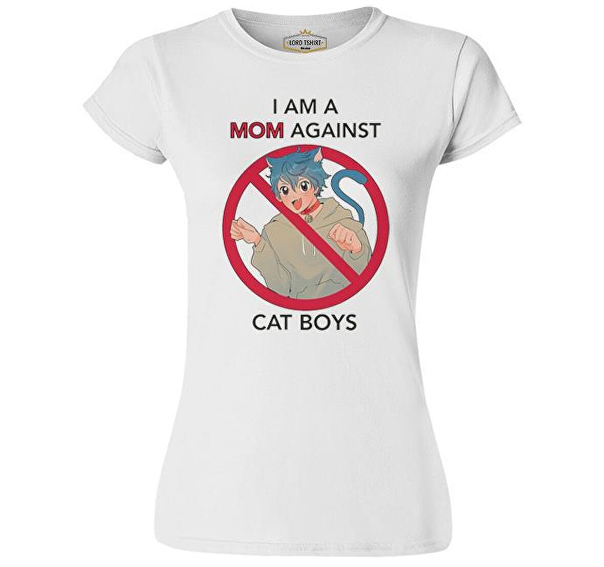 I am a Mom Against Cat Boys Beyaz Bayan Tshirt