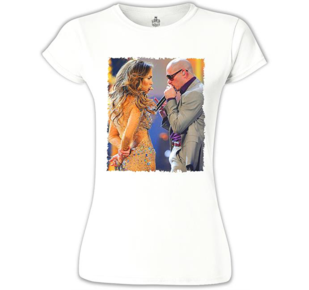 Jennifer Lopez & Pitbull Beyaz Bayan Tshirt