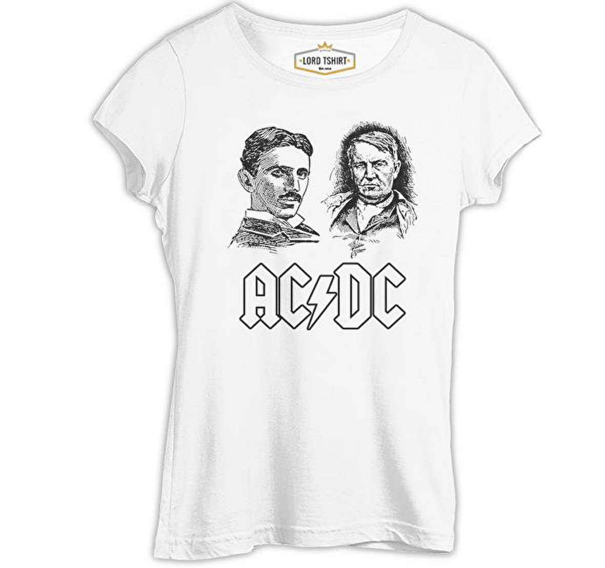 AC Tesla vs. DC Edison Beyaz Kadın Tshirt