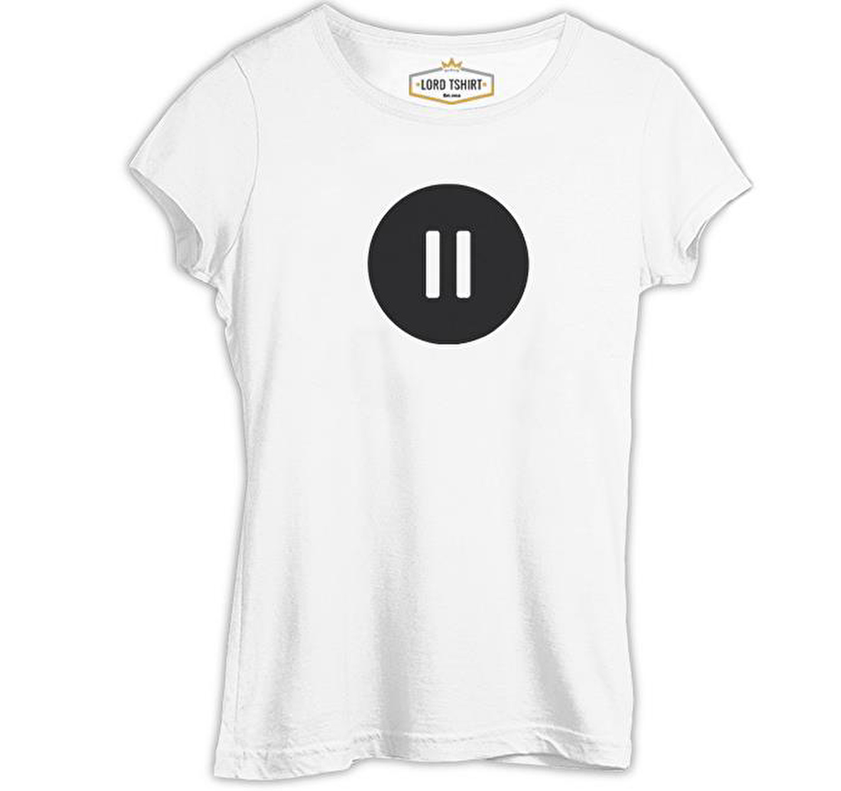 Stop with Circle Beyaz Bayan Tshirt