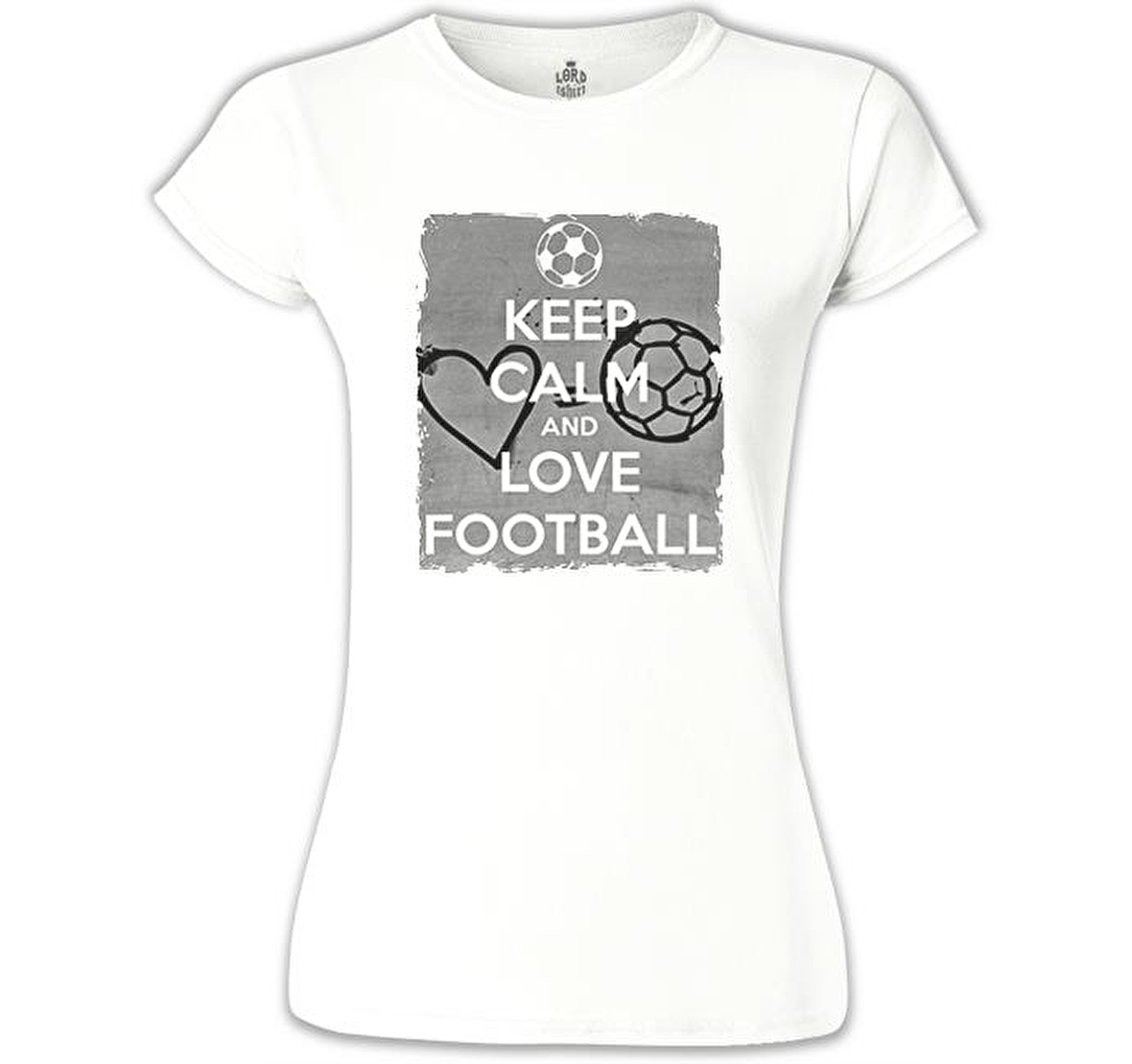 Keep Calm and Love Football Beyaz Bayan Tshirt