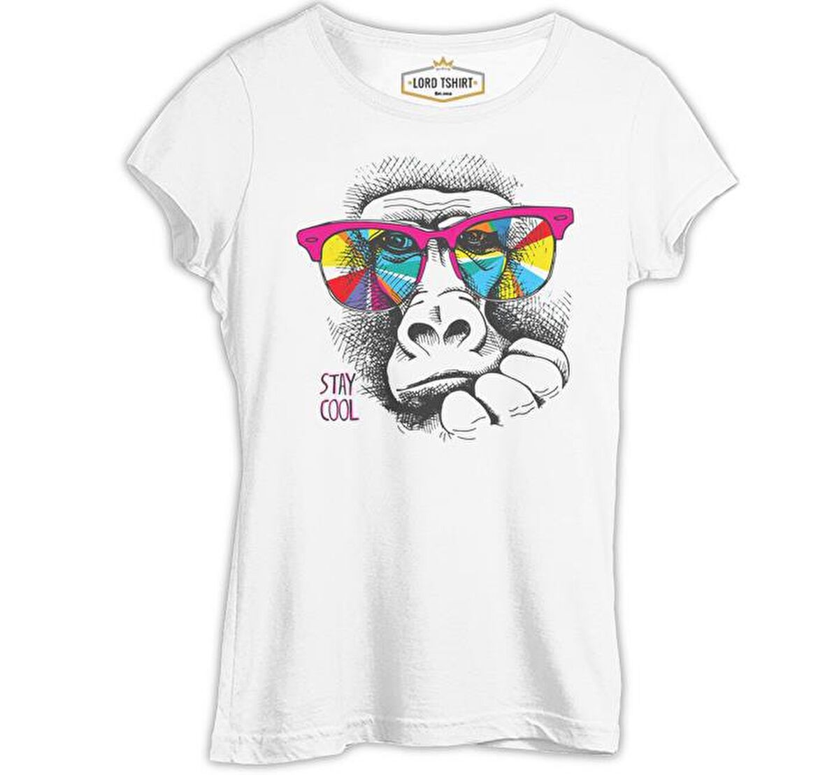 Stay Cool - Maymun Beyaz Kadın Tshirt