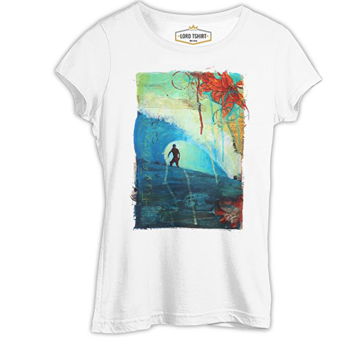 Summer - Surf ve Dalgalar Beyaz Bayan Tshirt