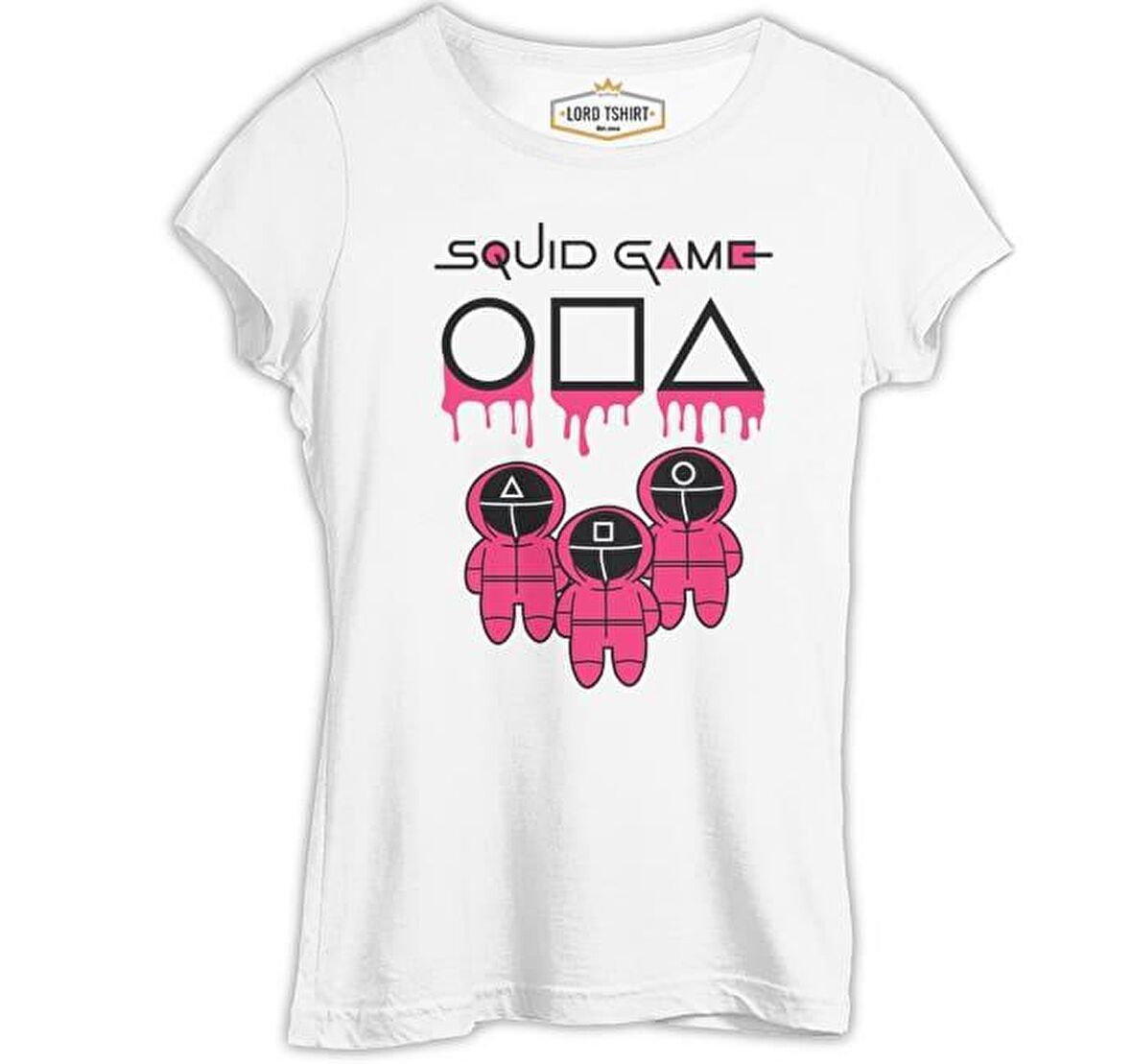 Squid Game - Maske Pembe Beyaz Bayan Tshirt