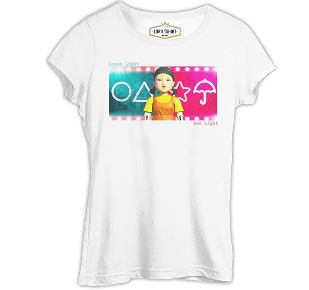 Squid Game - Red Light Green Light Beyaz Bayan Tshirt