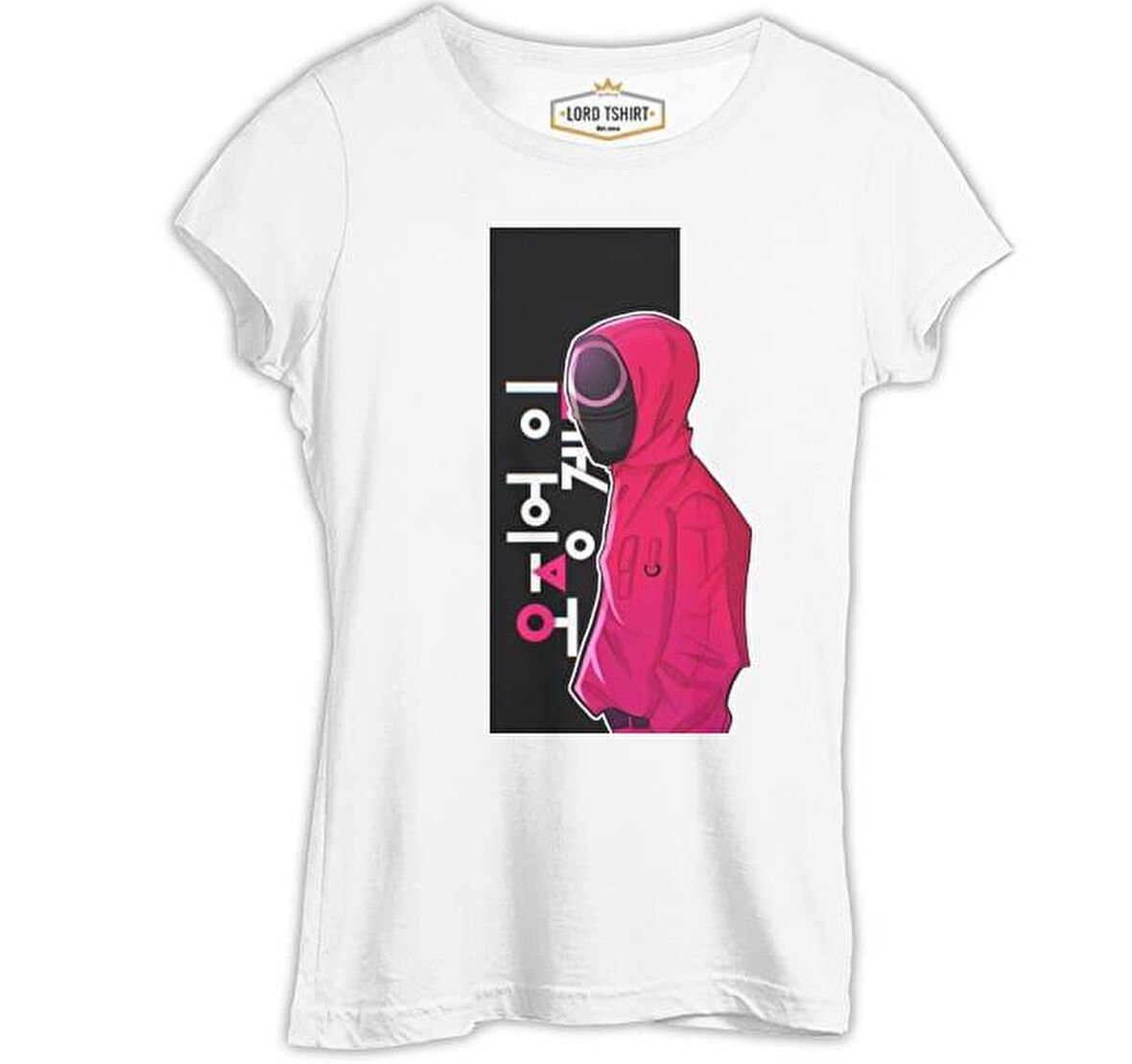 Squid Game - Siyah Maske Beyaz Bayan Tshirt