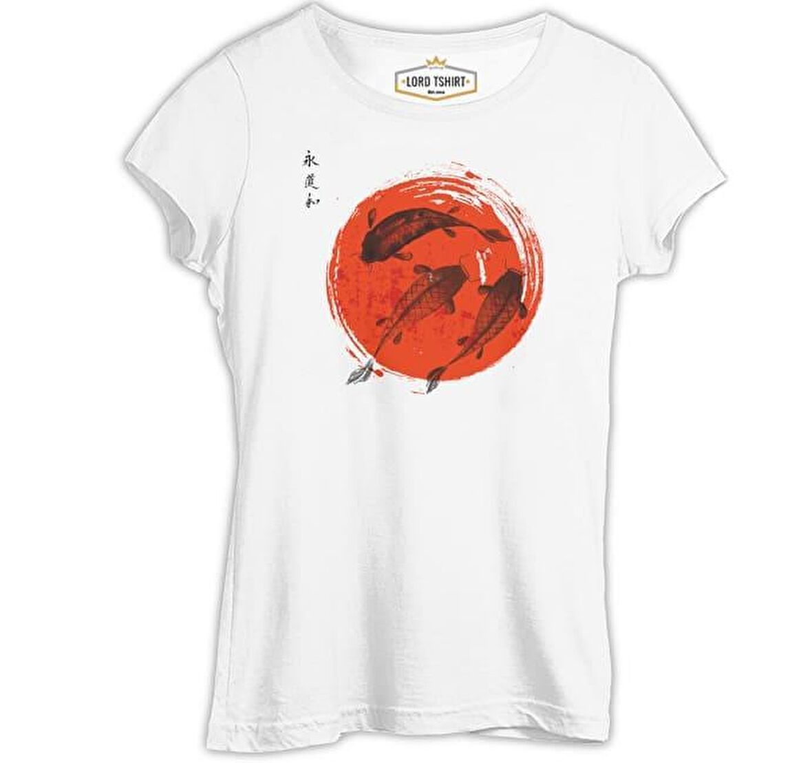 Japon - Koi Beyaz Bayan Tshirt