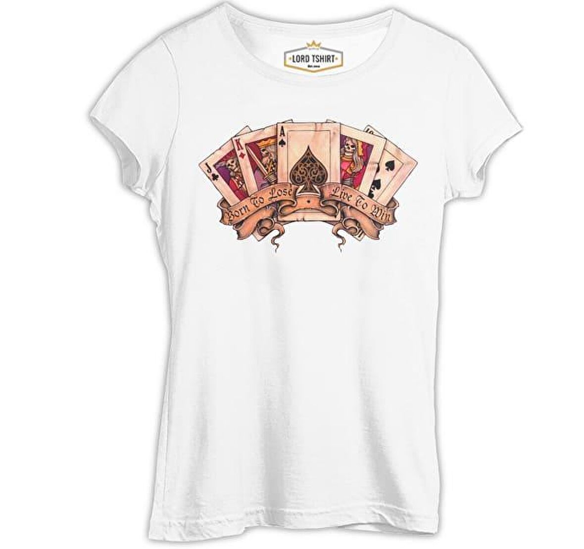 Poker Kartlar - Born to Lose Beyaz Bayan Tshirt