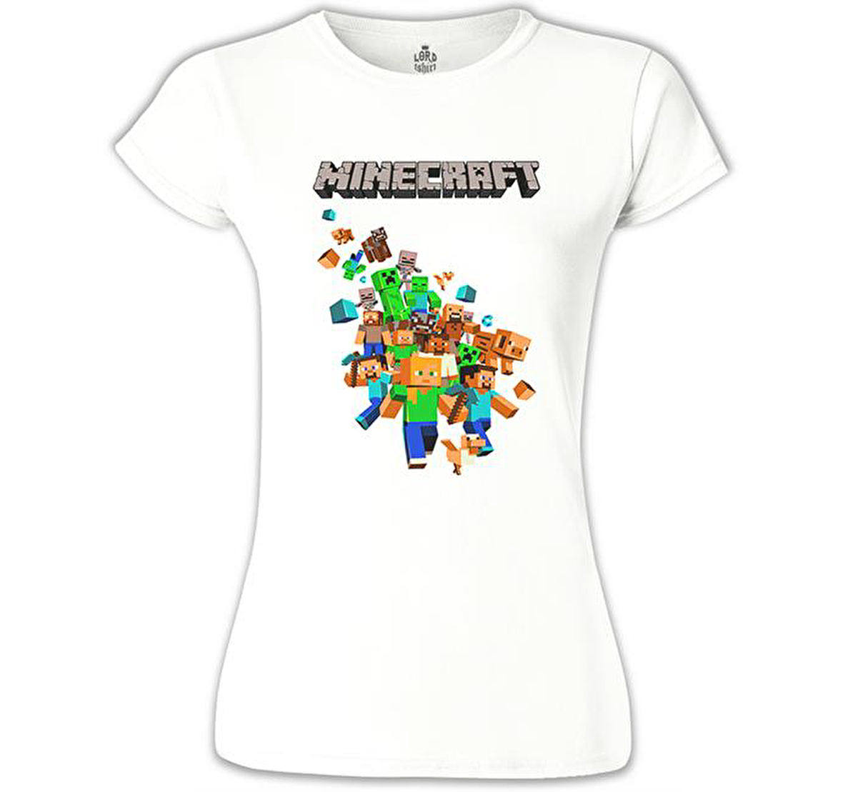 Minecraft - Steve and Alex Beyaz Bayan Tshirt