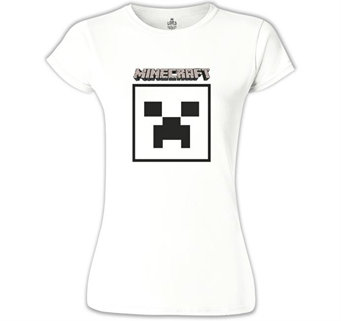 Minecraft - Creeper Stencil Beyaz Bayan Tshirt